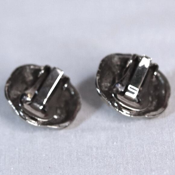 Unsigned Loree Earrings By 1928 Pearly Bead Silver Tone Swirl Clip Ons - Picture 6 of 8